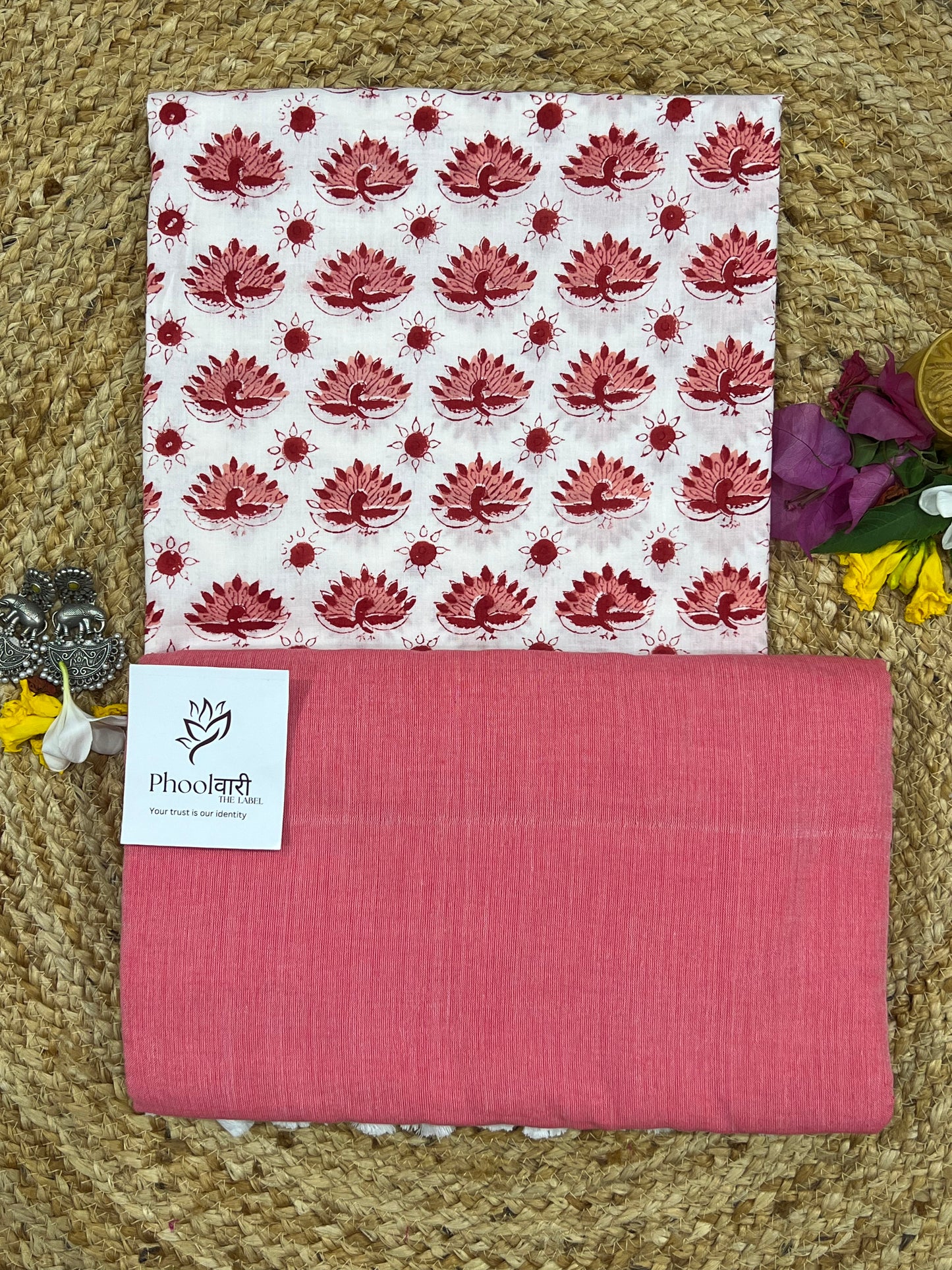 Phoolwari Peach Handloom Saree