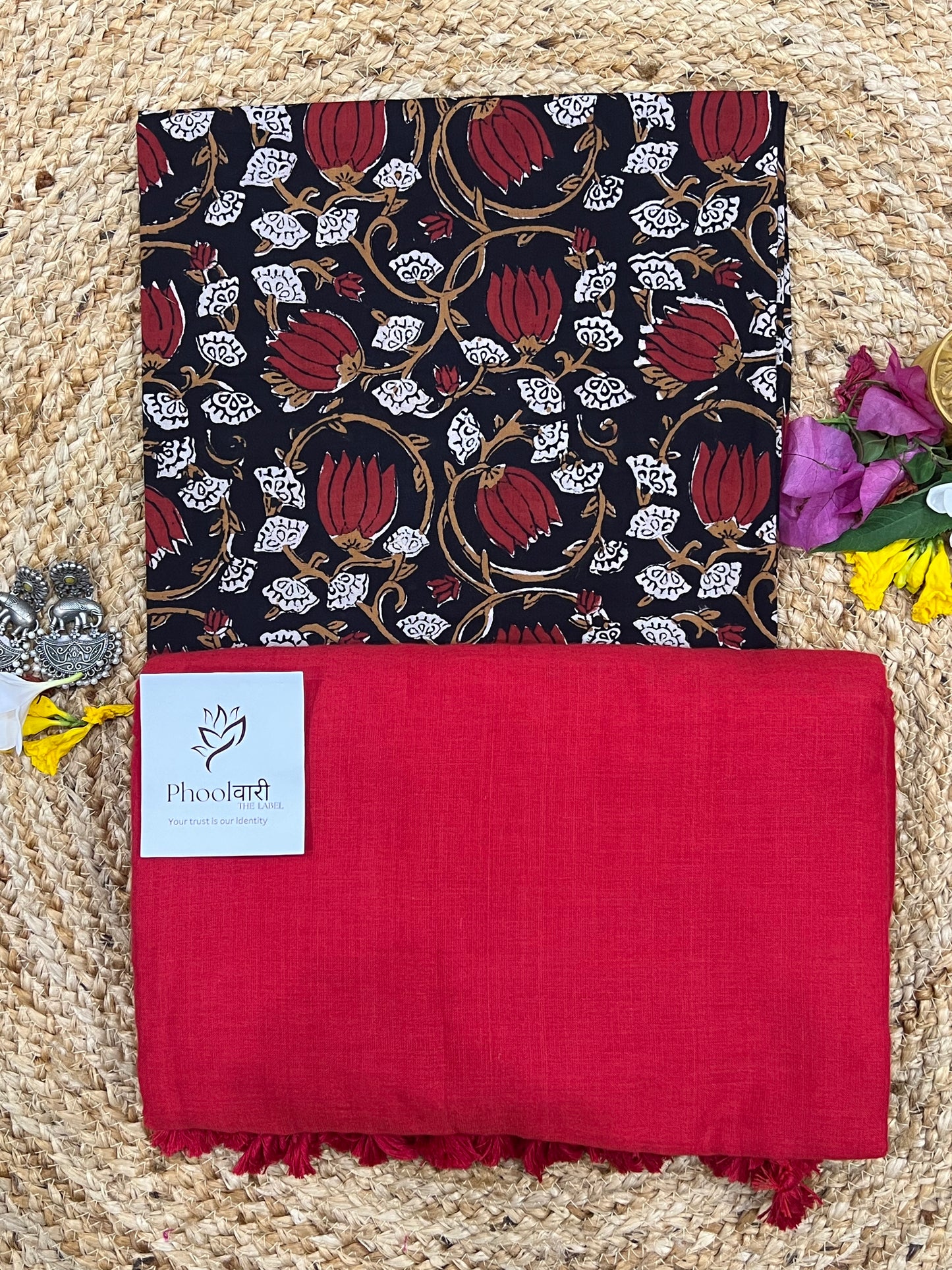 Phoolwari Red Handloom Saree