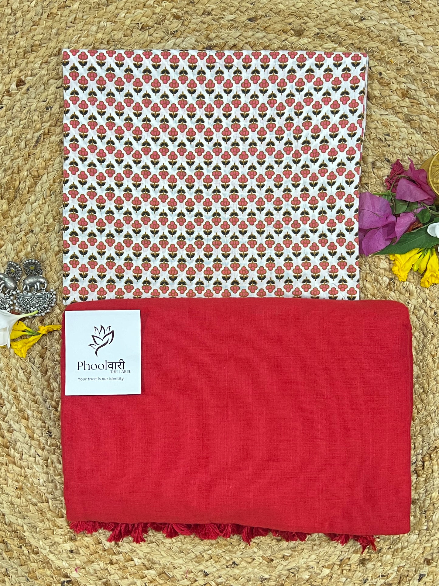 Phoolwari Red Handloom Saree