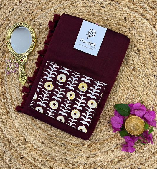 Phoolwari Dark Maroon Handloom Saree