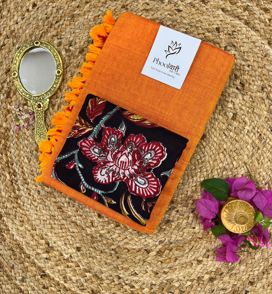 Phoolwari Orange Handloom Saree