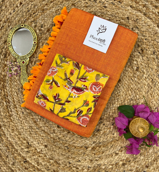 Phoolwari Orange Handloom Saree