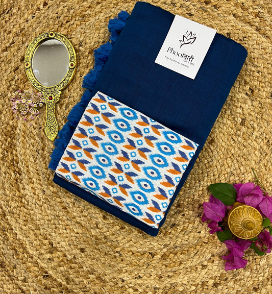 Phoolwari Indigo Handloom Saree