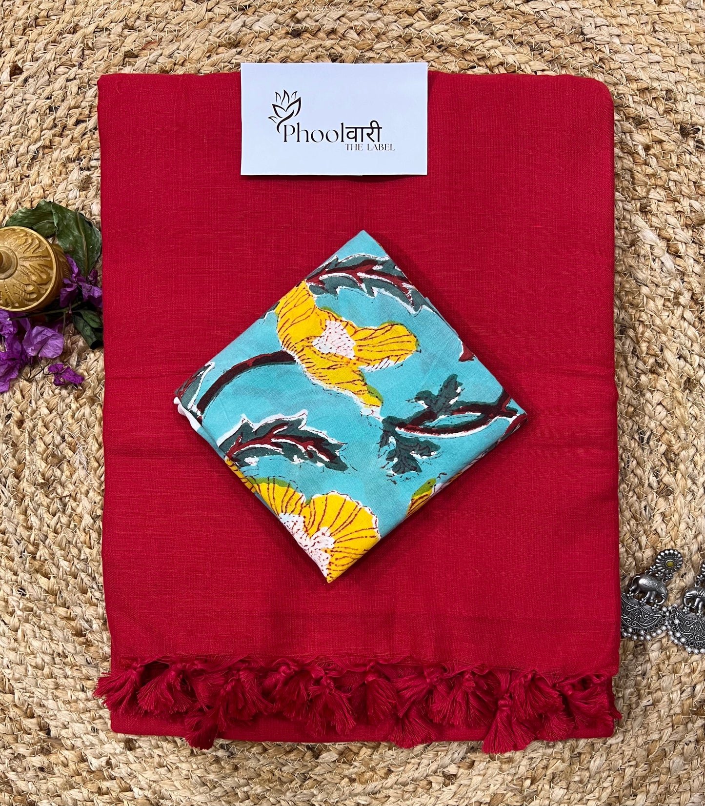 Phoolwari Red Handloom Saree