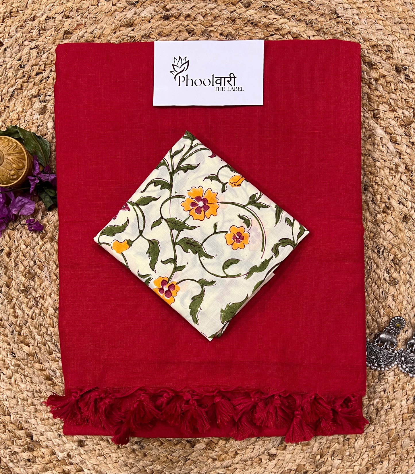 Phoolwari Red Handloom Saree