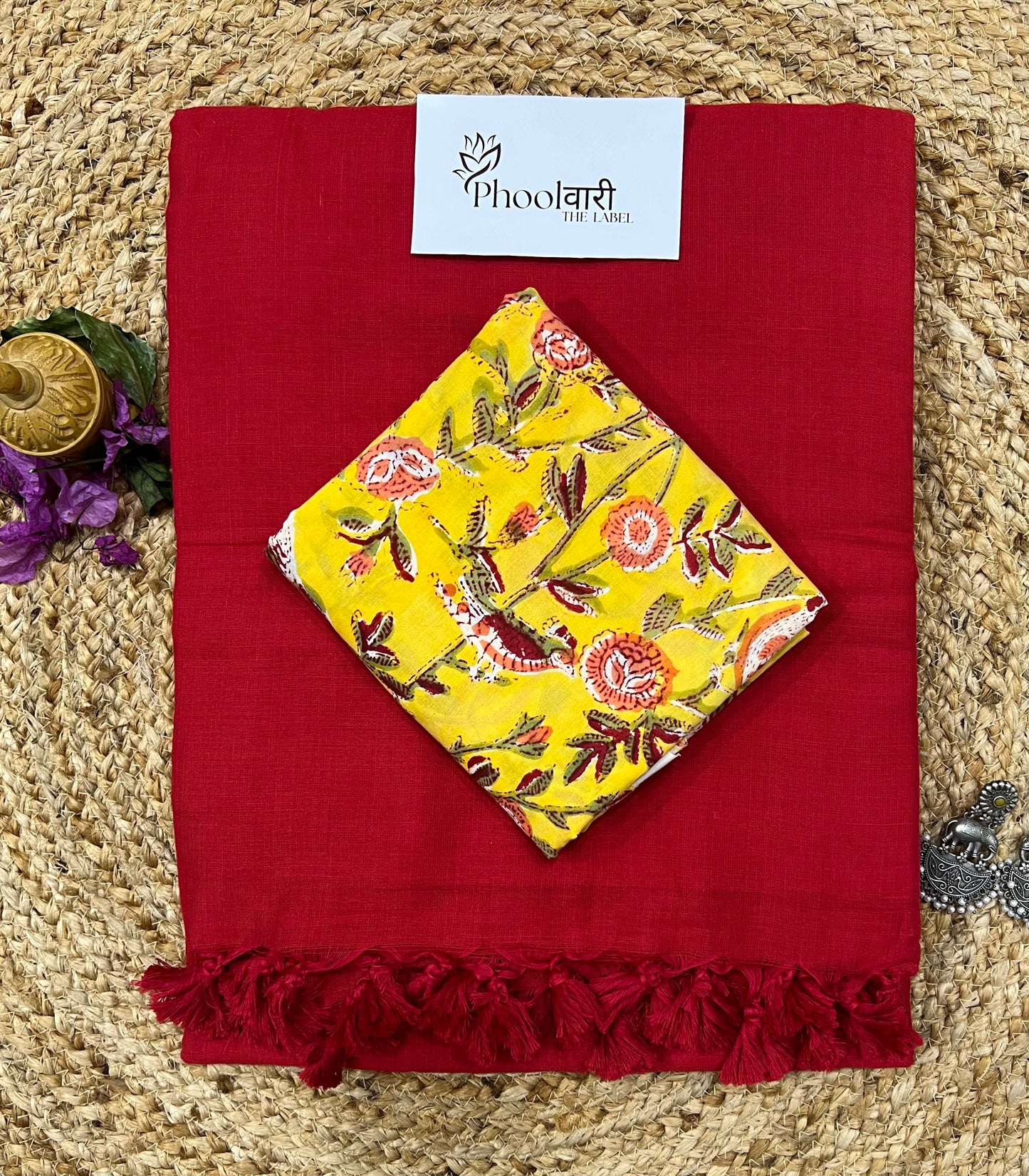 Phoolwari Red Handloom Saree