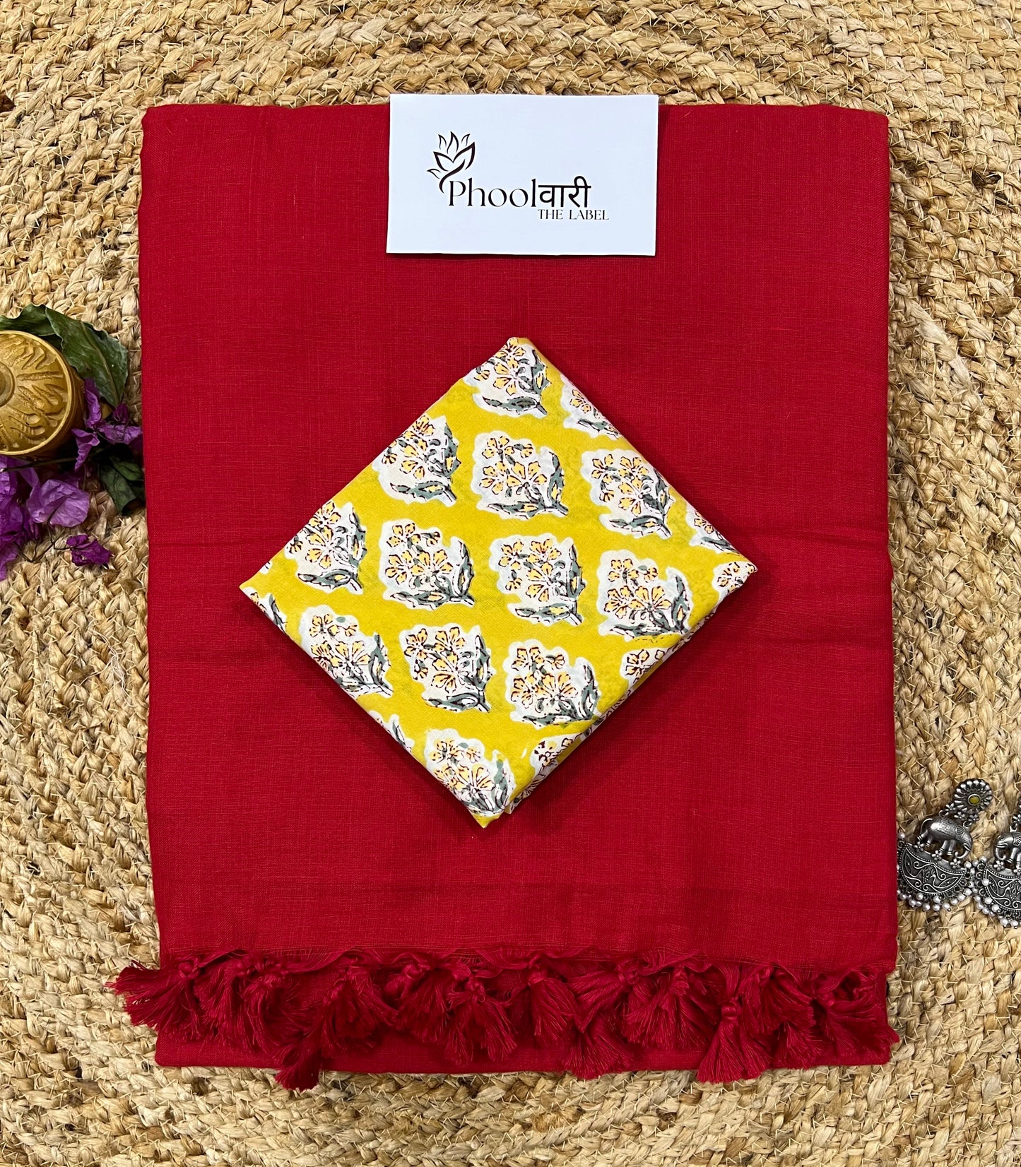 Phoolwari Red Handloom Saree