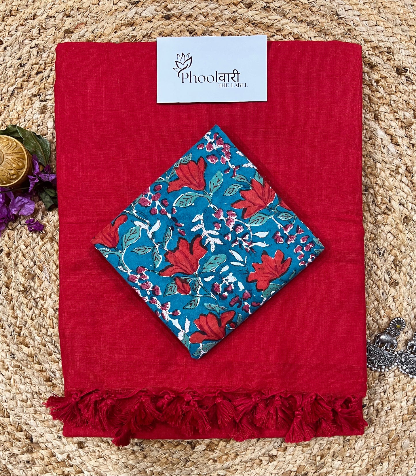 Phoolwari Red Handloom Saree