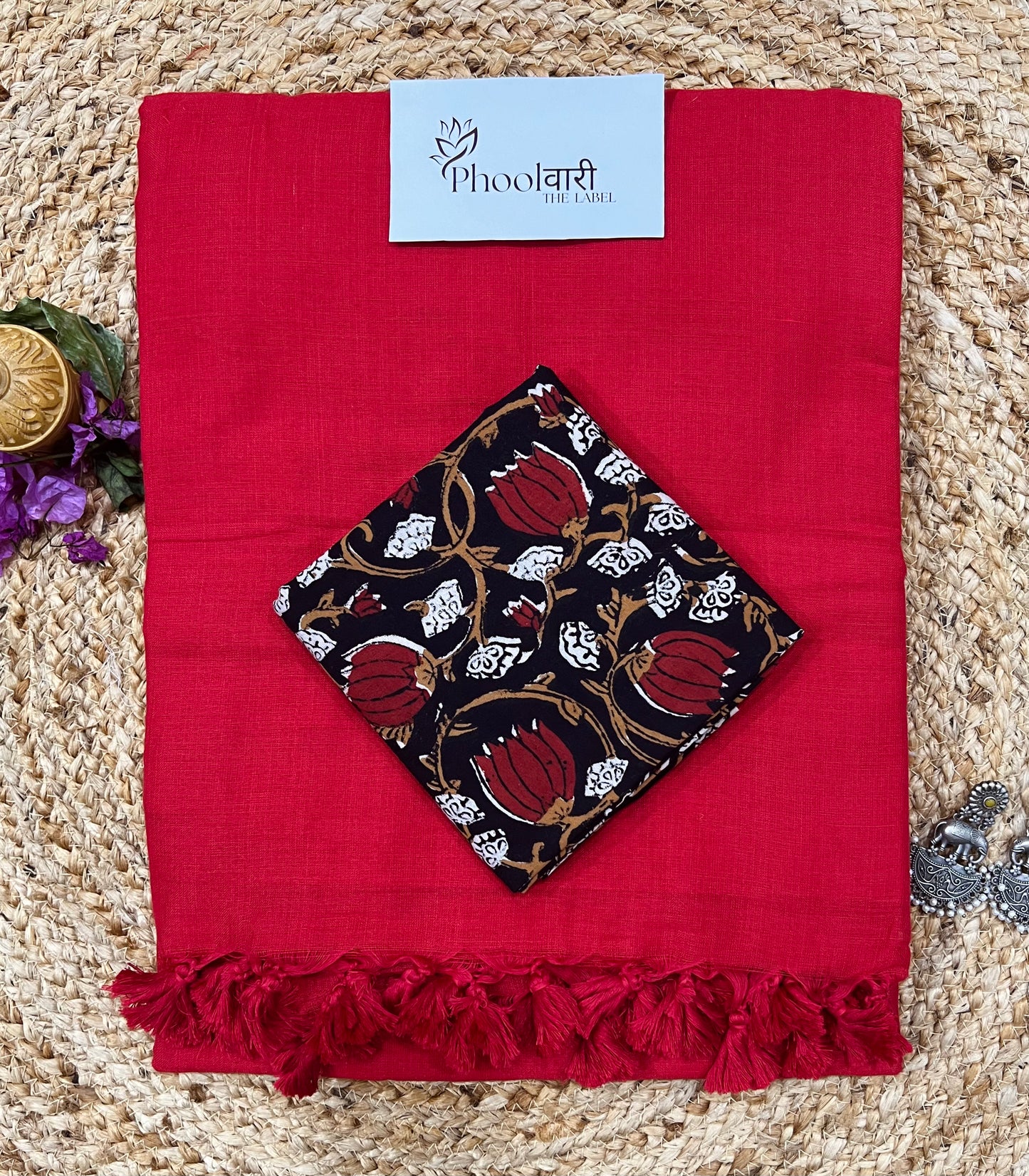 Phoolwari Red Handloom Saree