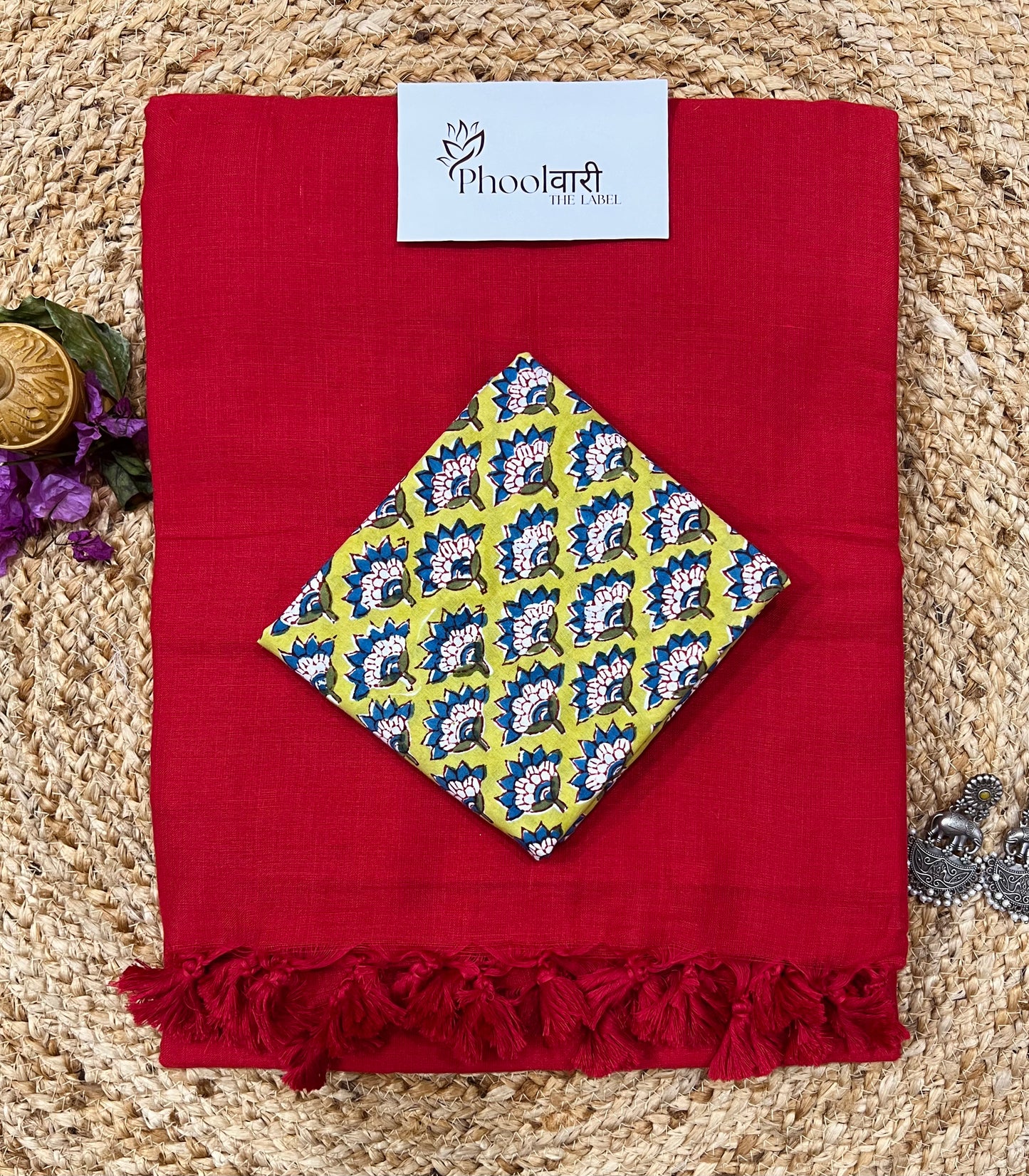 Phoolwari Red Handloom Saree