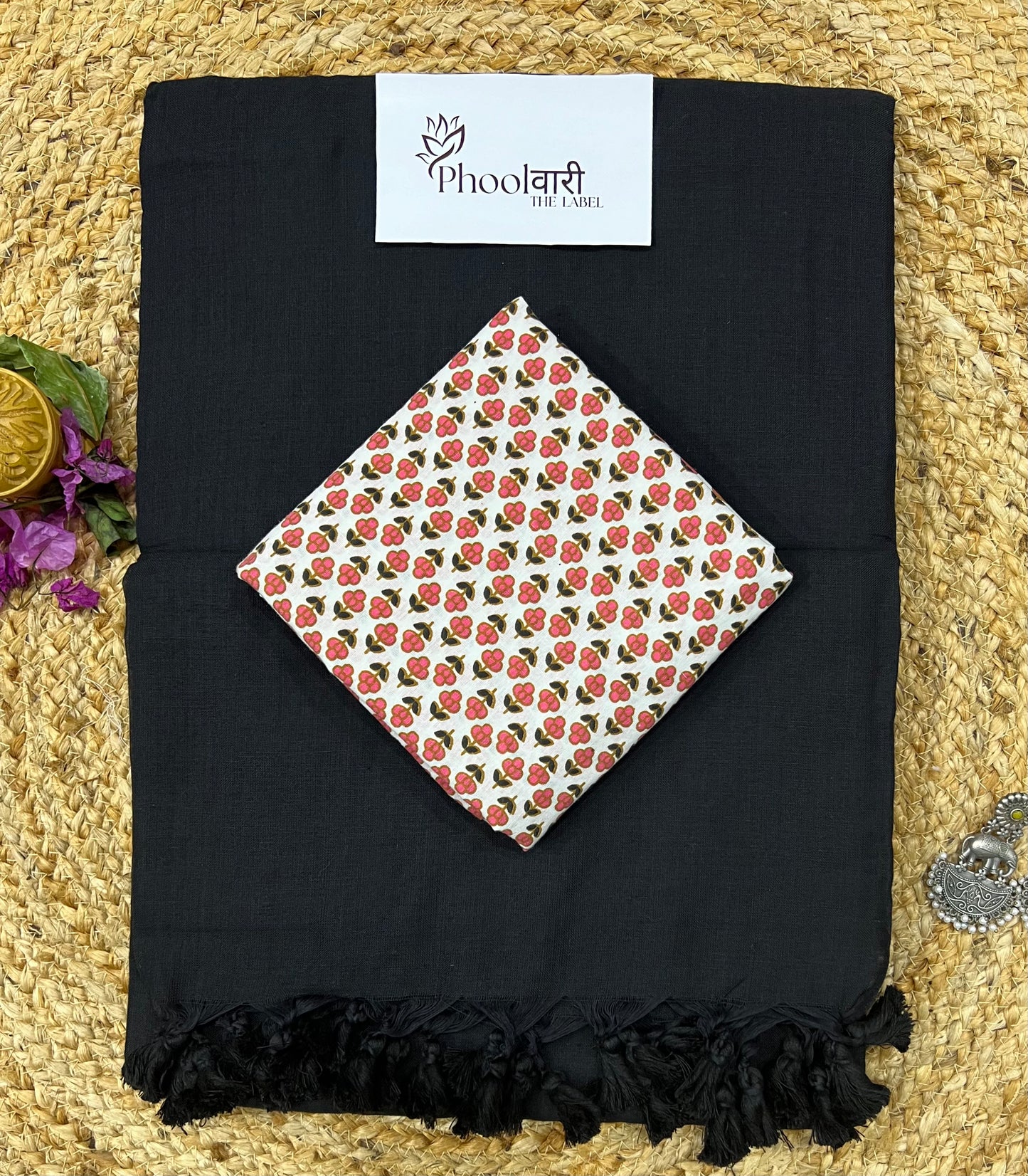 Phoolwari Black Handloom Saree