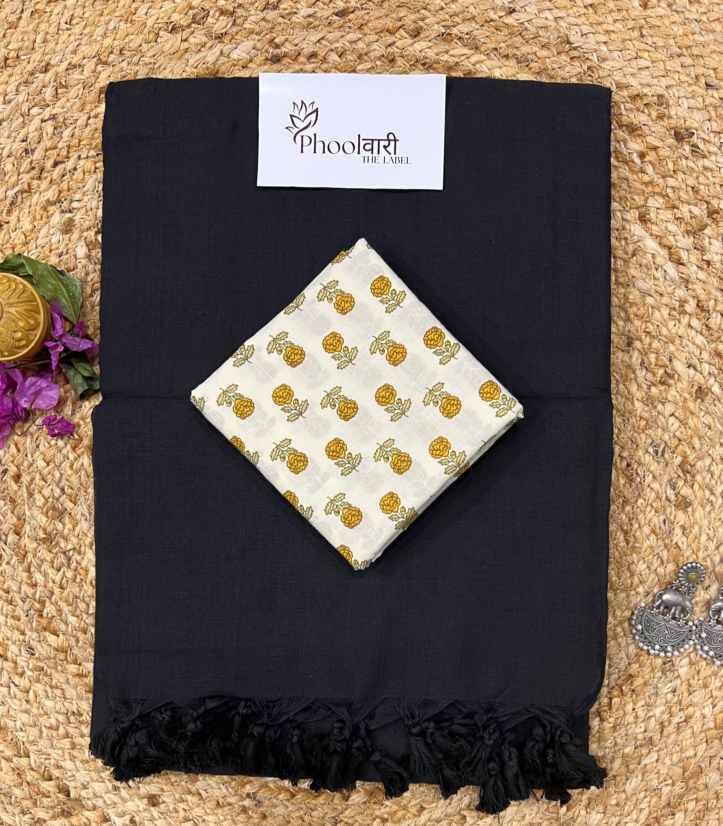 Phoolwari Black Handloom Saree