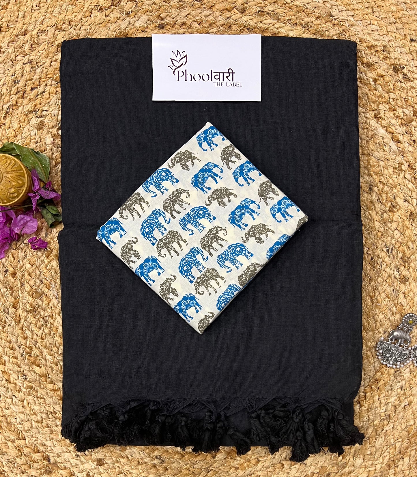 Phoolwari Black Handloom Saree