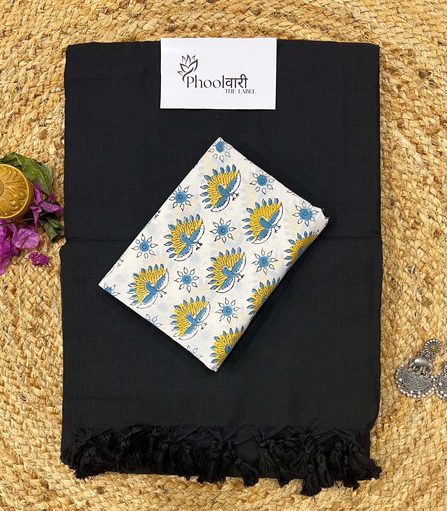 Phoolwari Black Handloom Saree