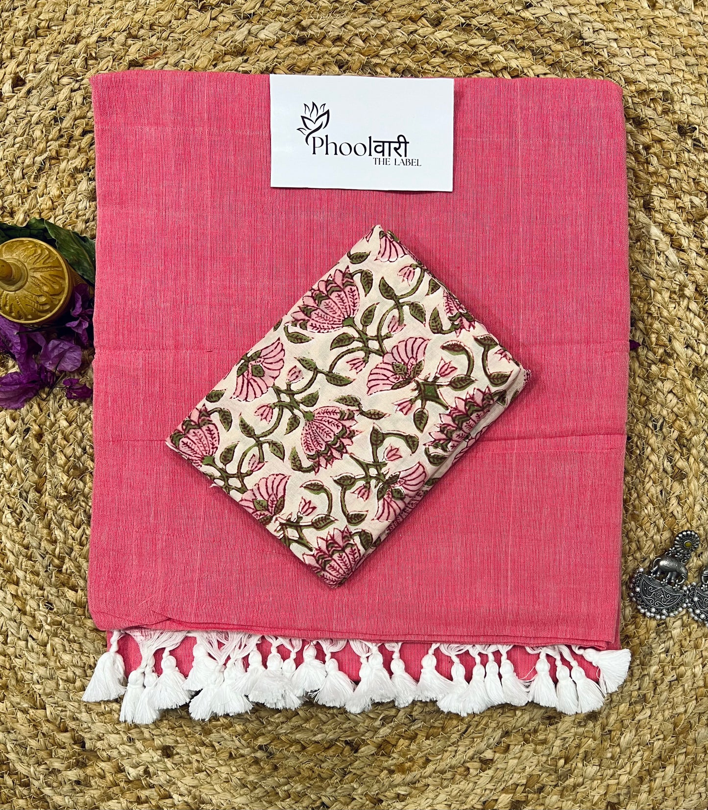 Phoolwari Peach Handloom Saree