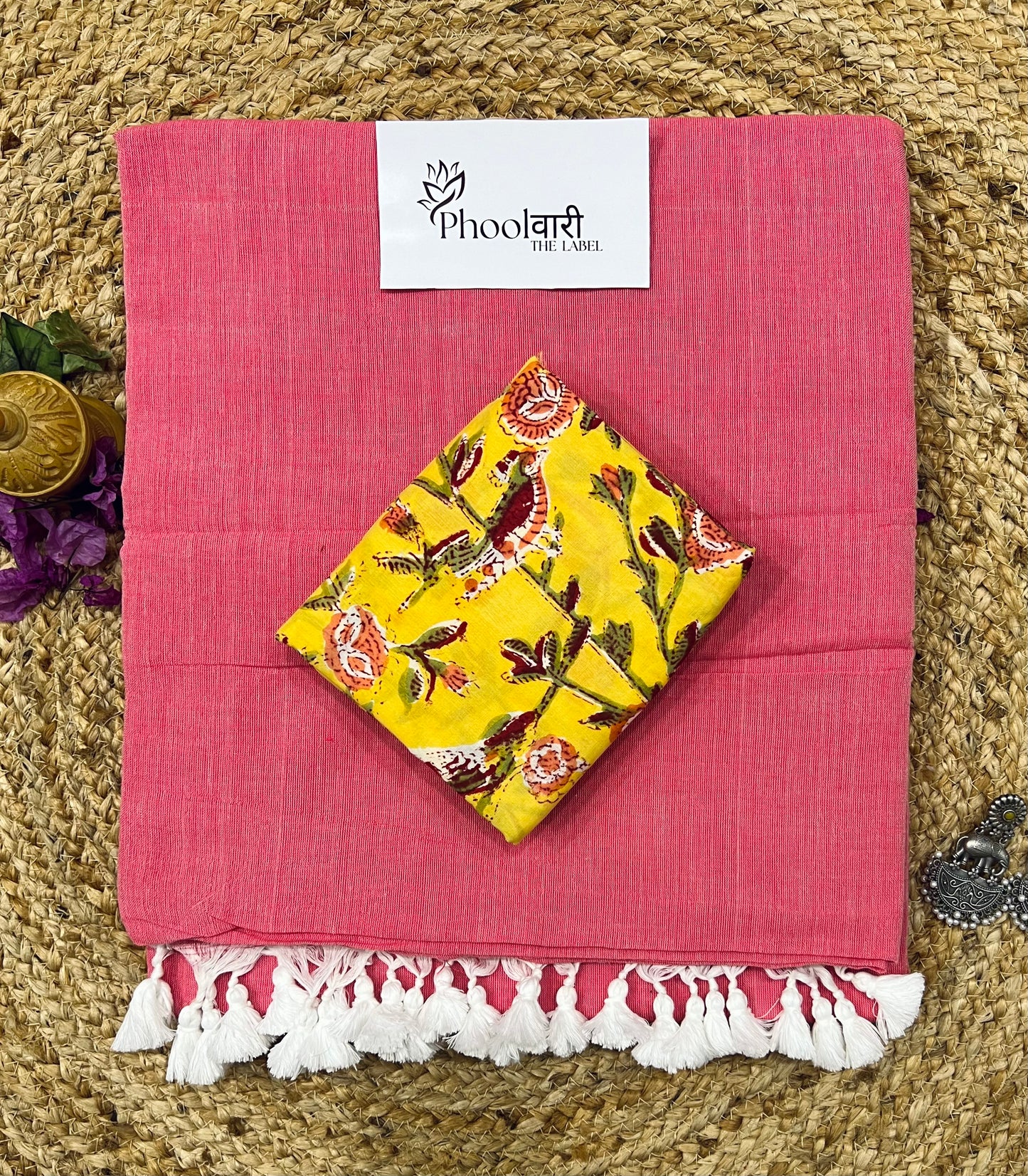 Phoolwari Peach Handloom Saree