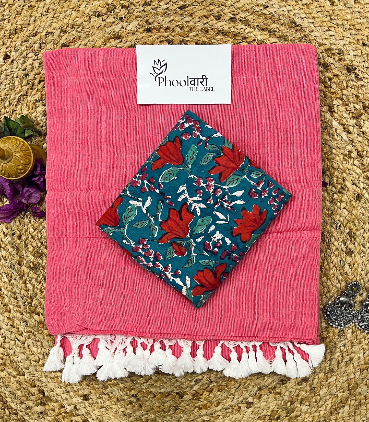 Phoolwari Peach Handloom Saree