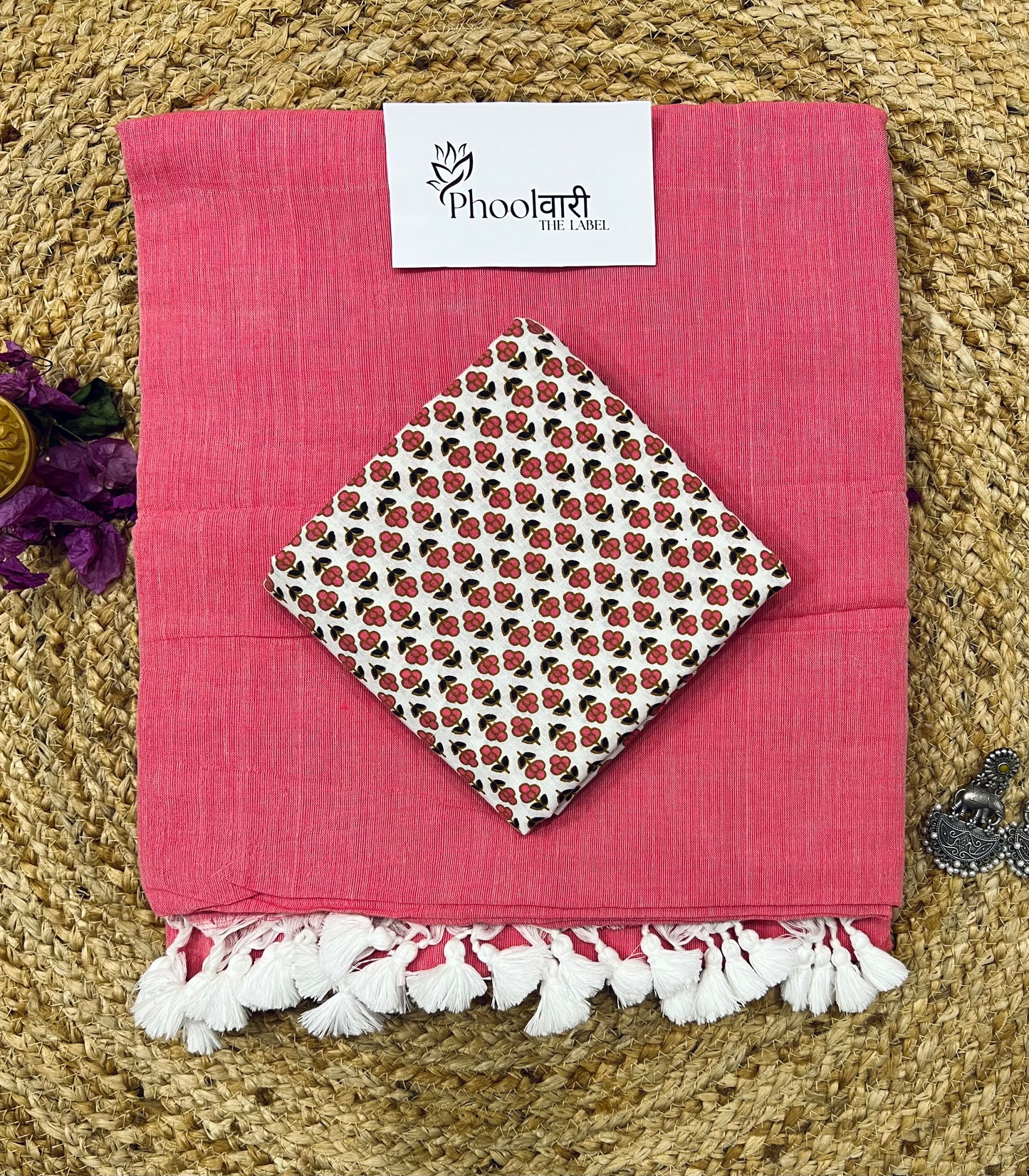 Phoolwari Peach Handloom Saree