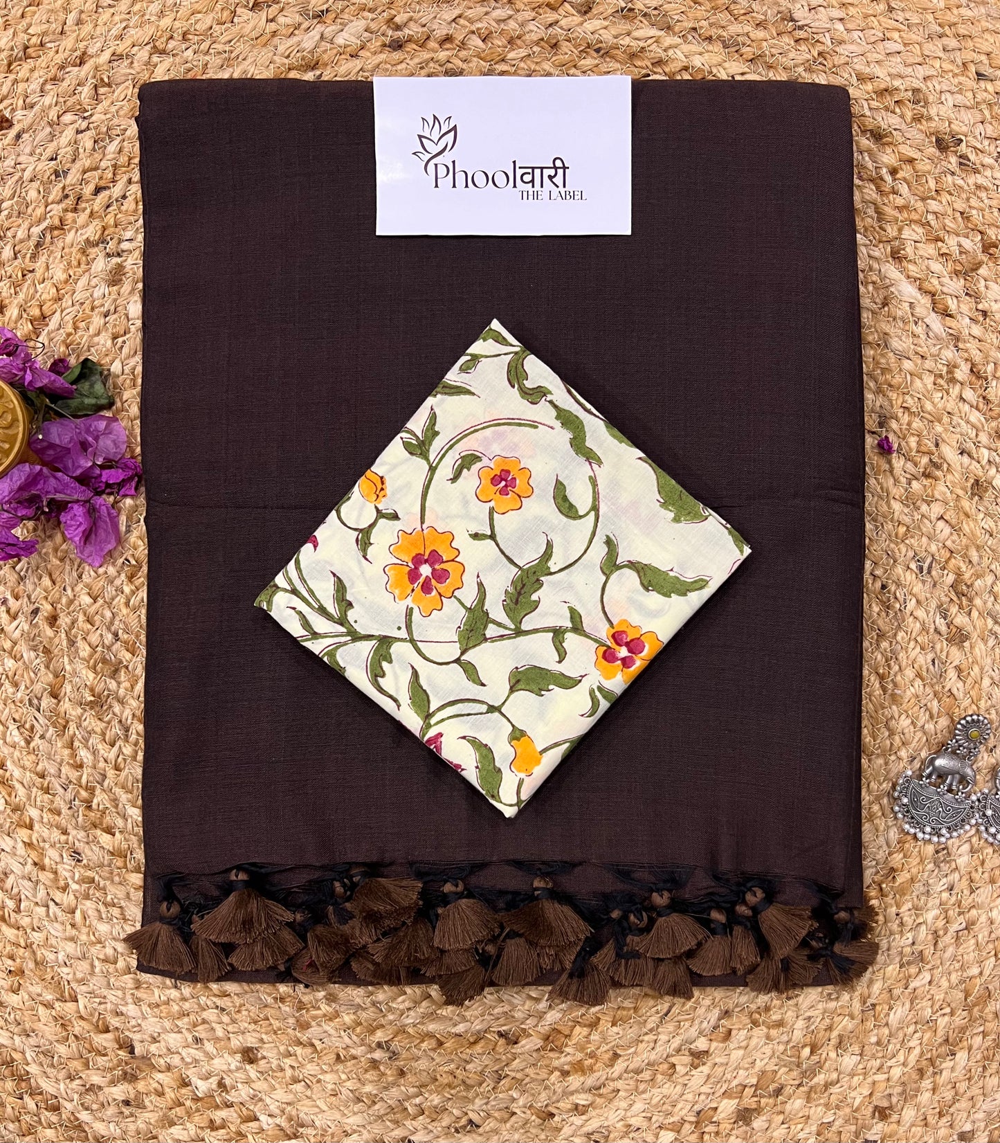 Phoolwari Coffee Brown Handloom Saree