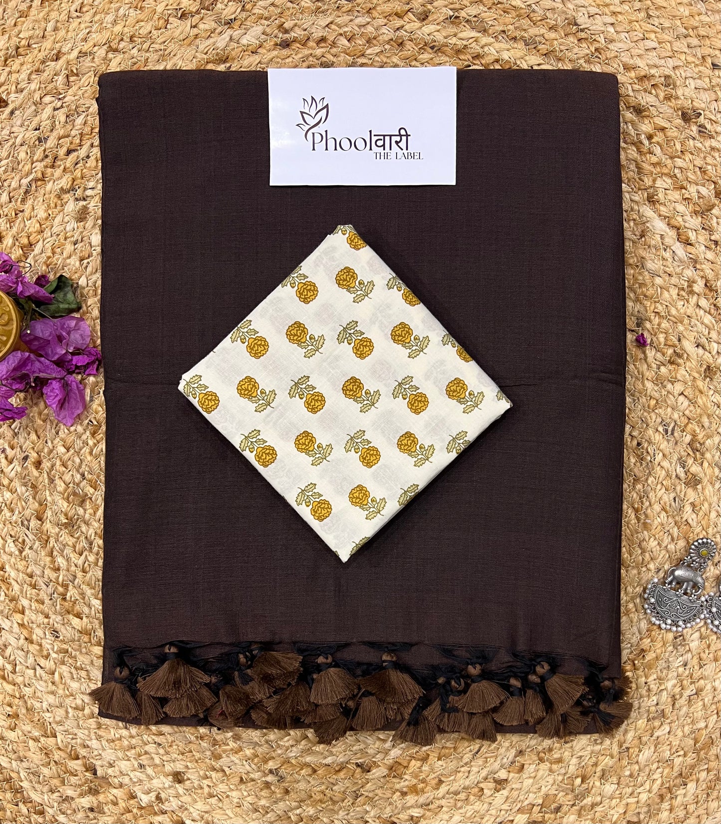 Phoolwari Coffee Brown Handloom Saree