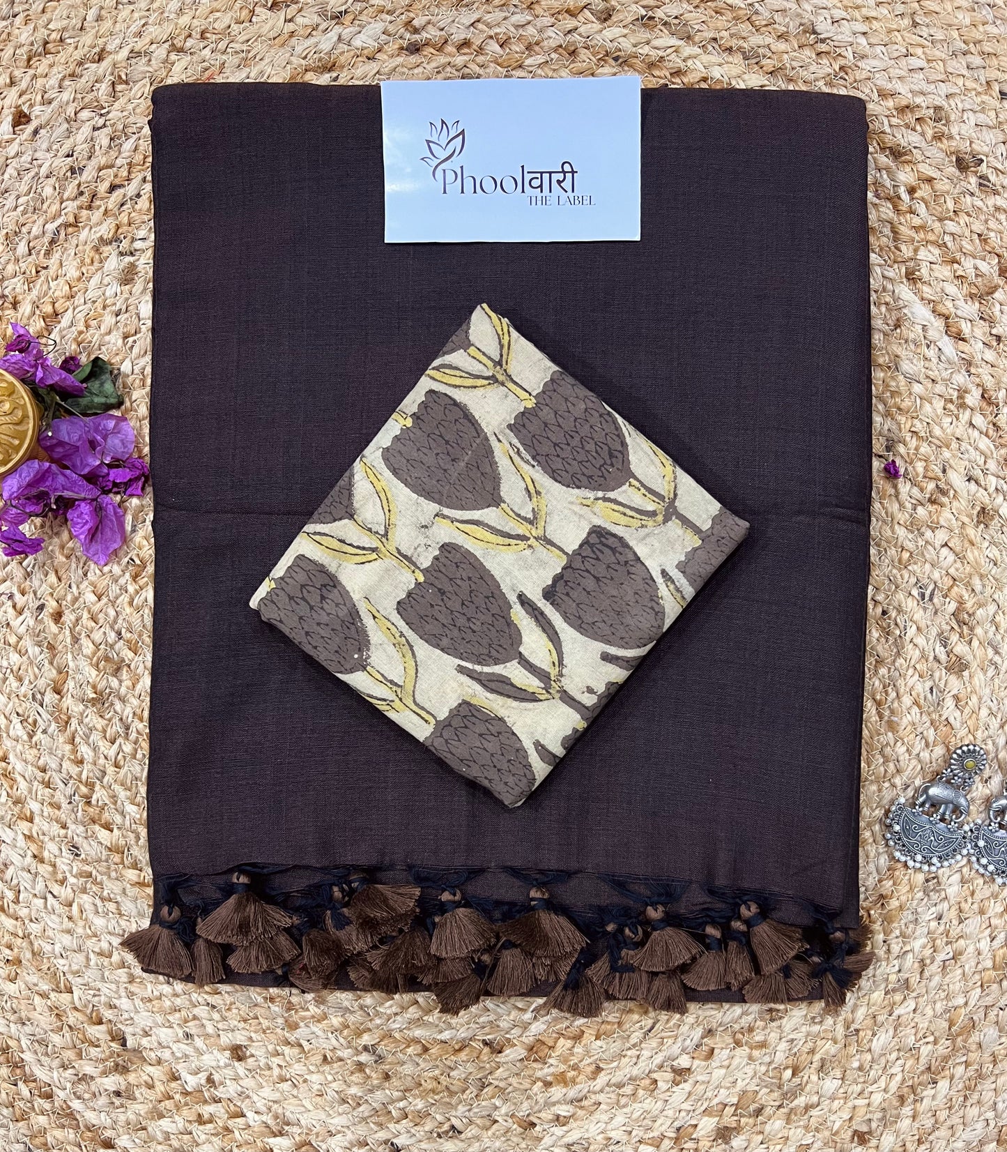 Phoolwari Coffee Brown Handloom Saree