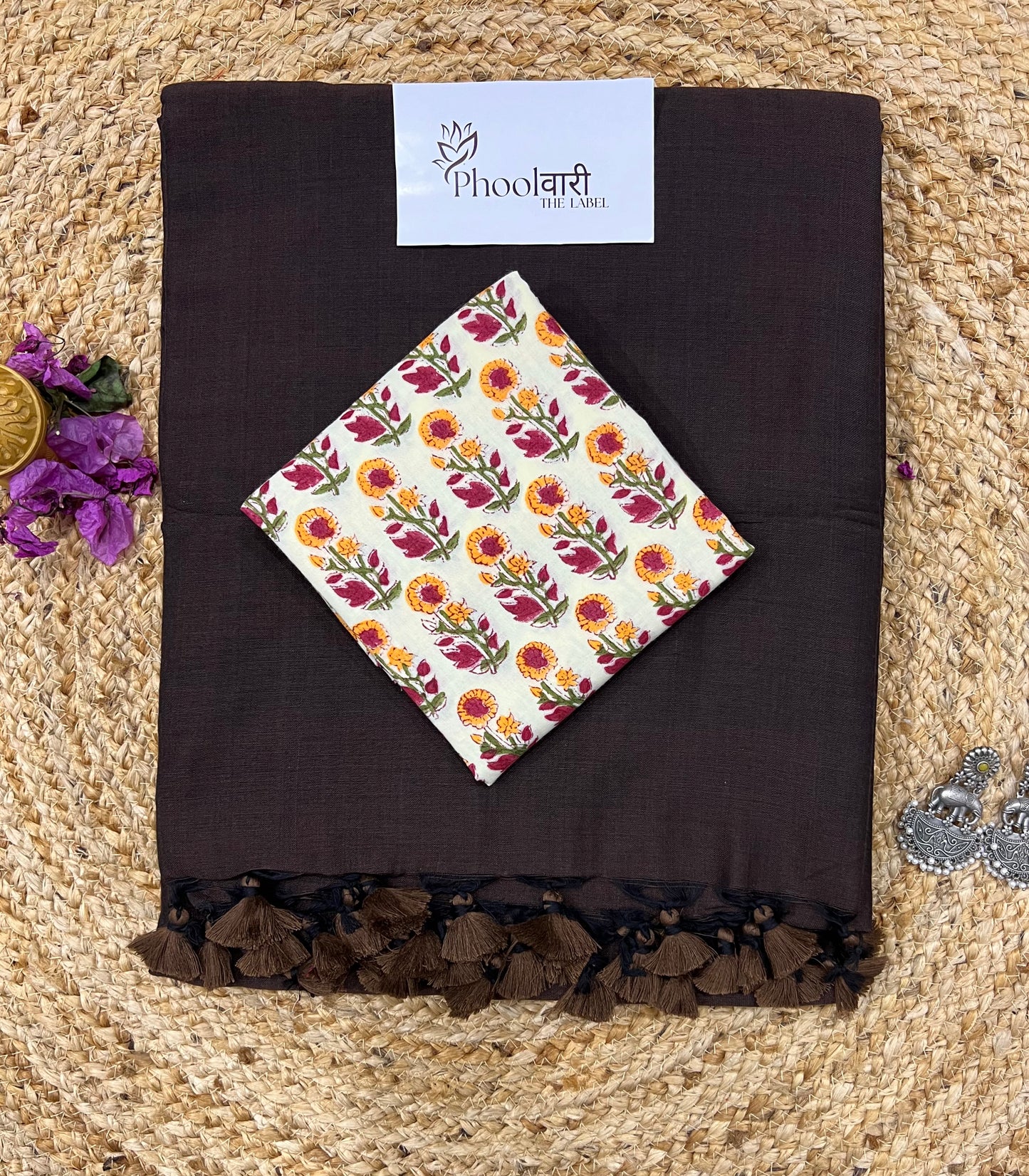 Phoolwari Coffee Brown Handloom Saree