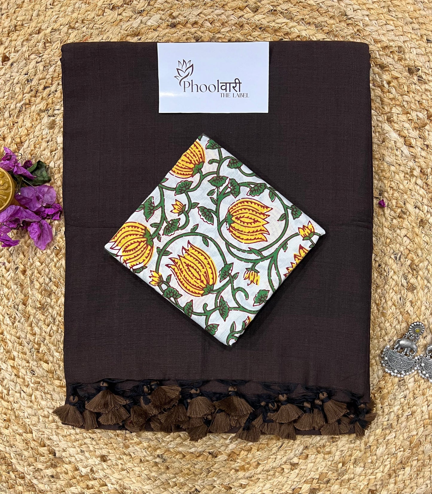 Phoolwari Coffee Brown Handloom Saree