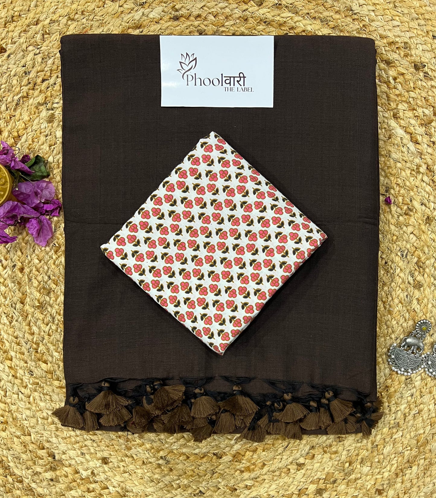 Phoolwari Coffee Brown Handloom Saree