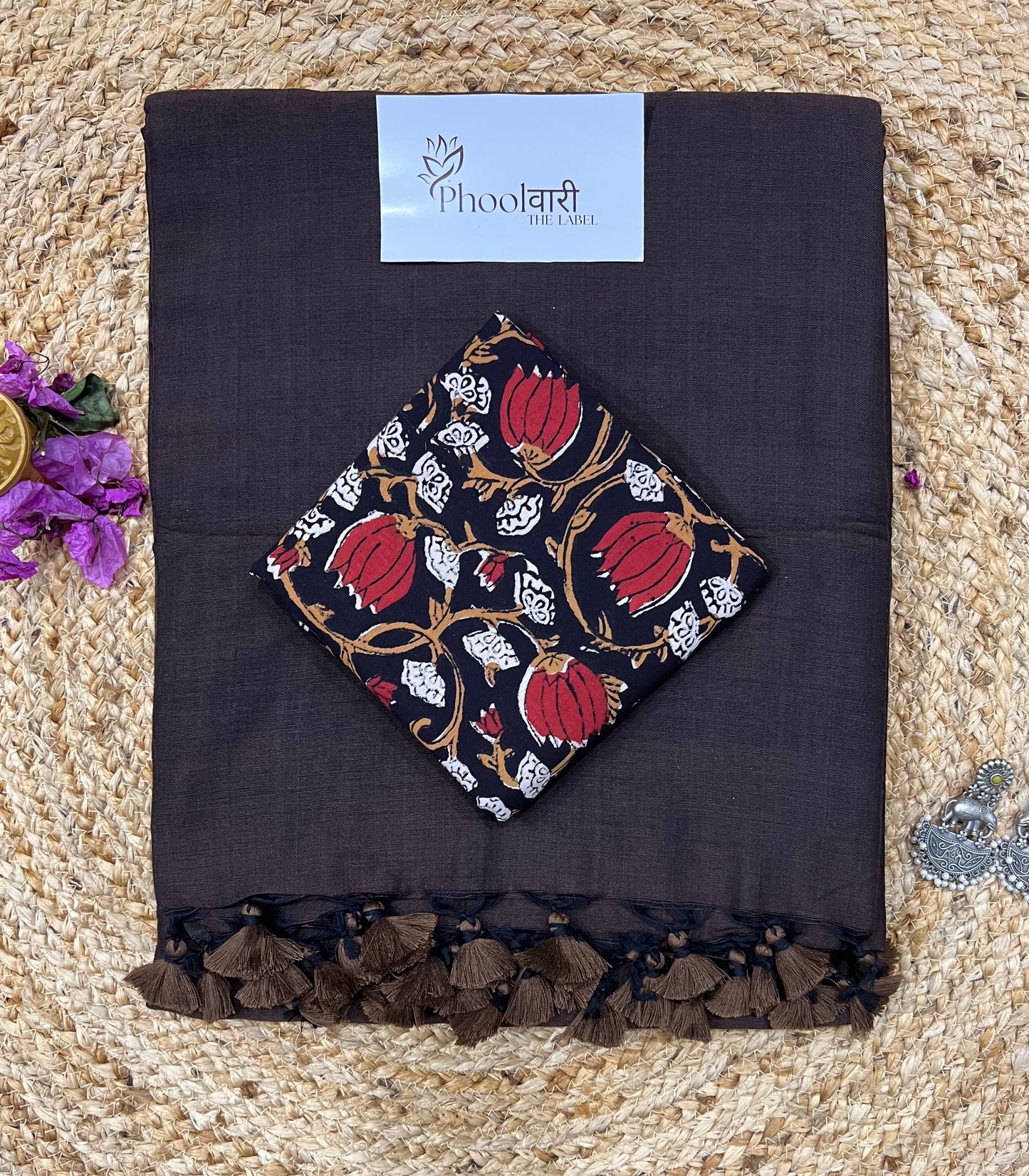 Phoolwari Coffee Brown Handloom Saree