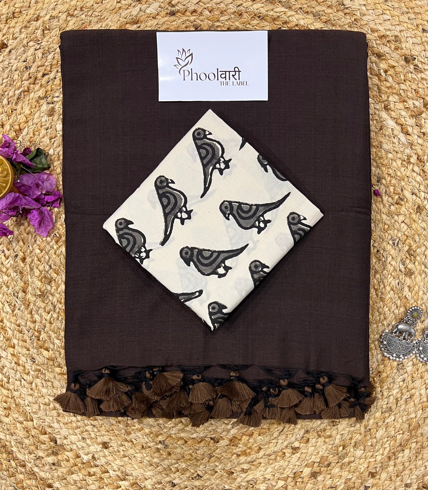 Phoolwari Coffee Brown Handloom Saree