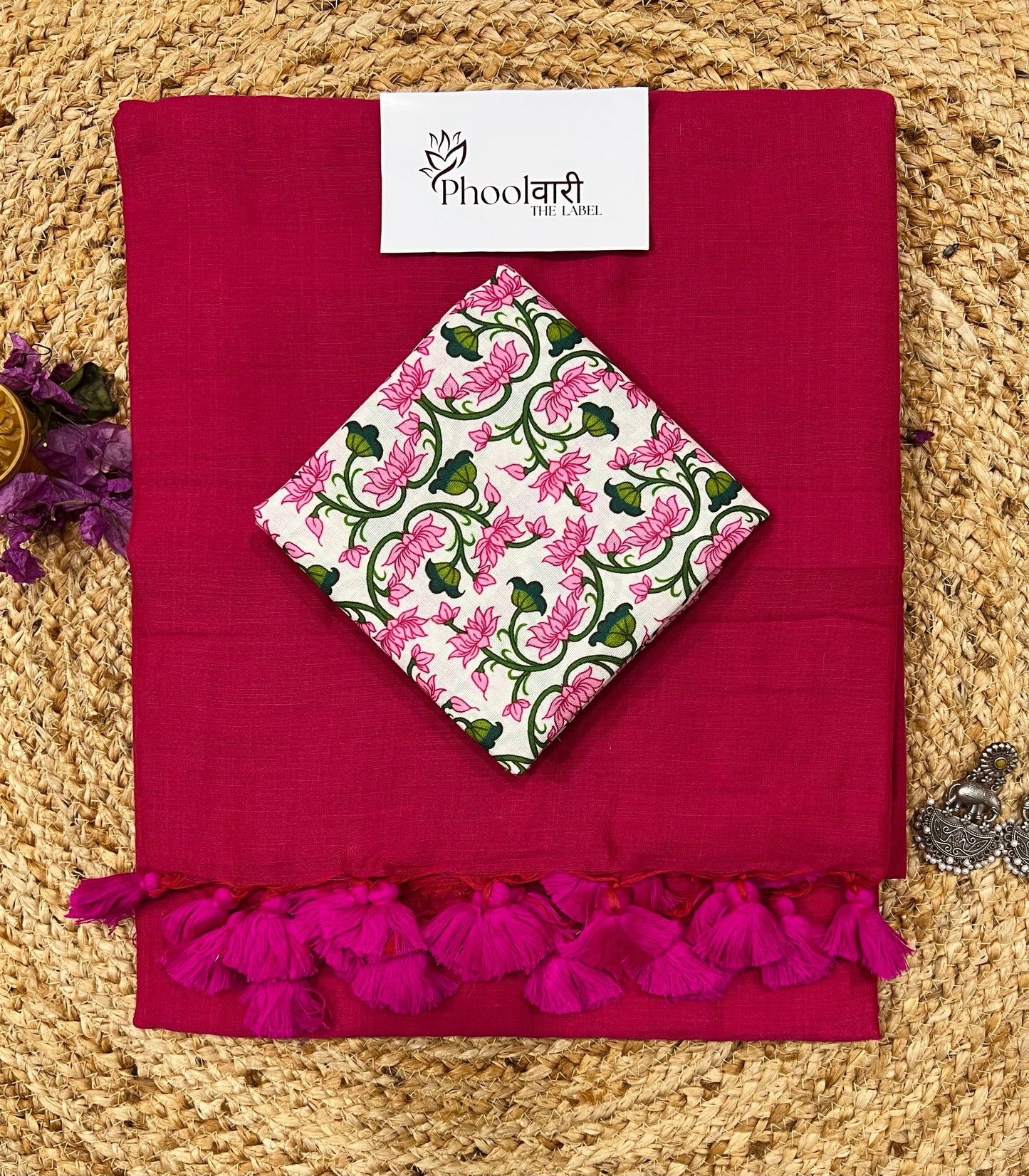 Phoolwari Queen Pink Handloom Saree