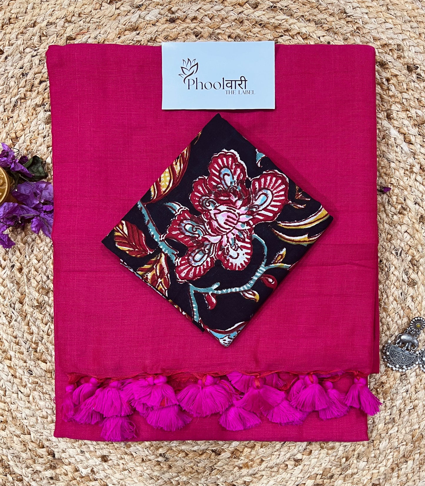 Phoolwari Queen Pink Handloom Saree