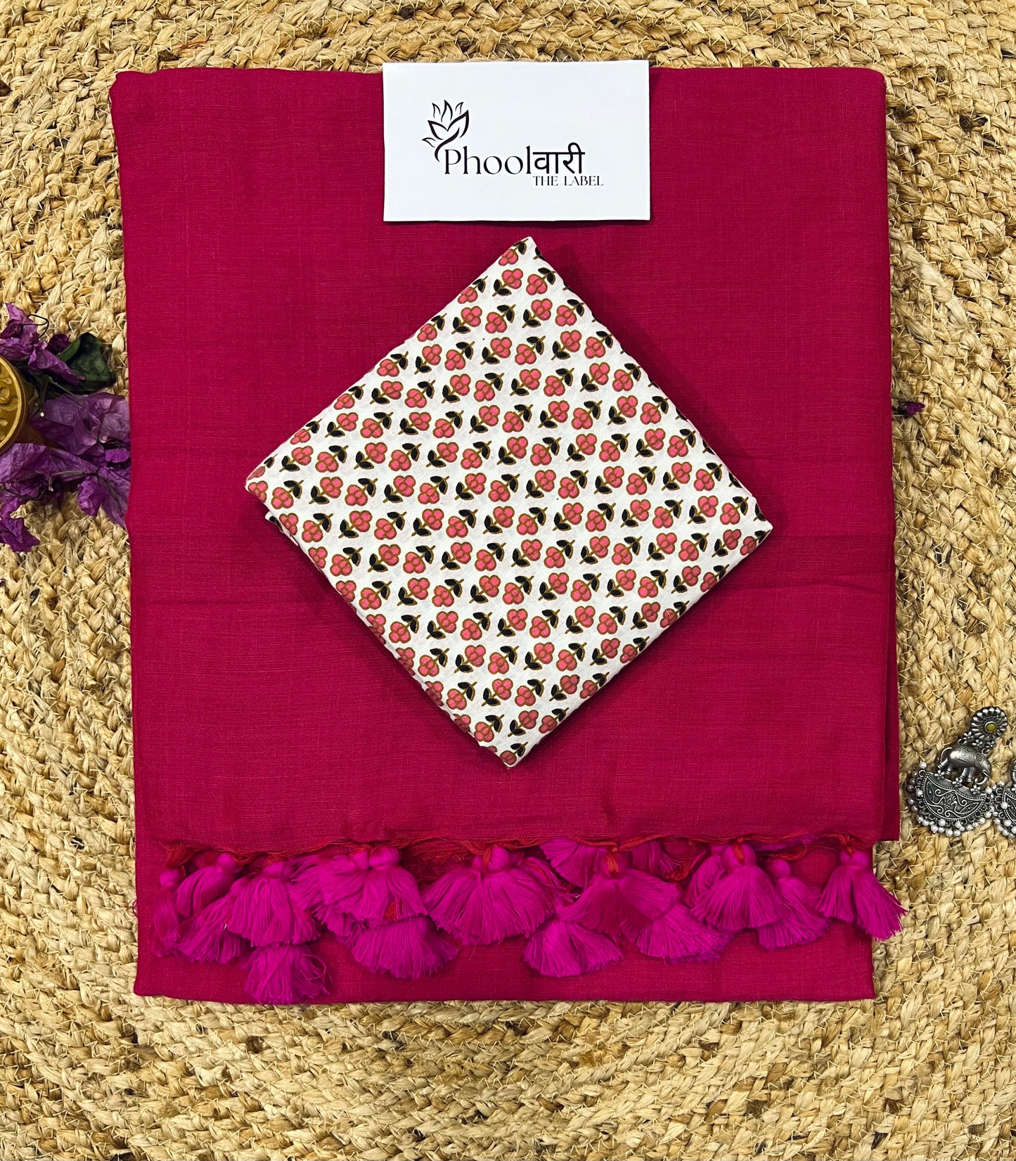 Phoolwari Queen Pink Handloom Saree