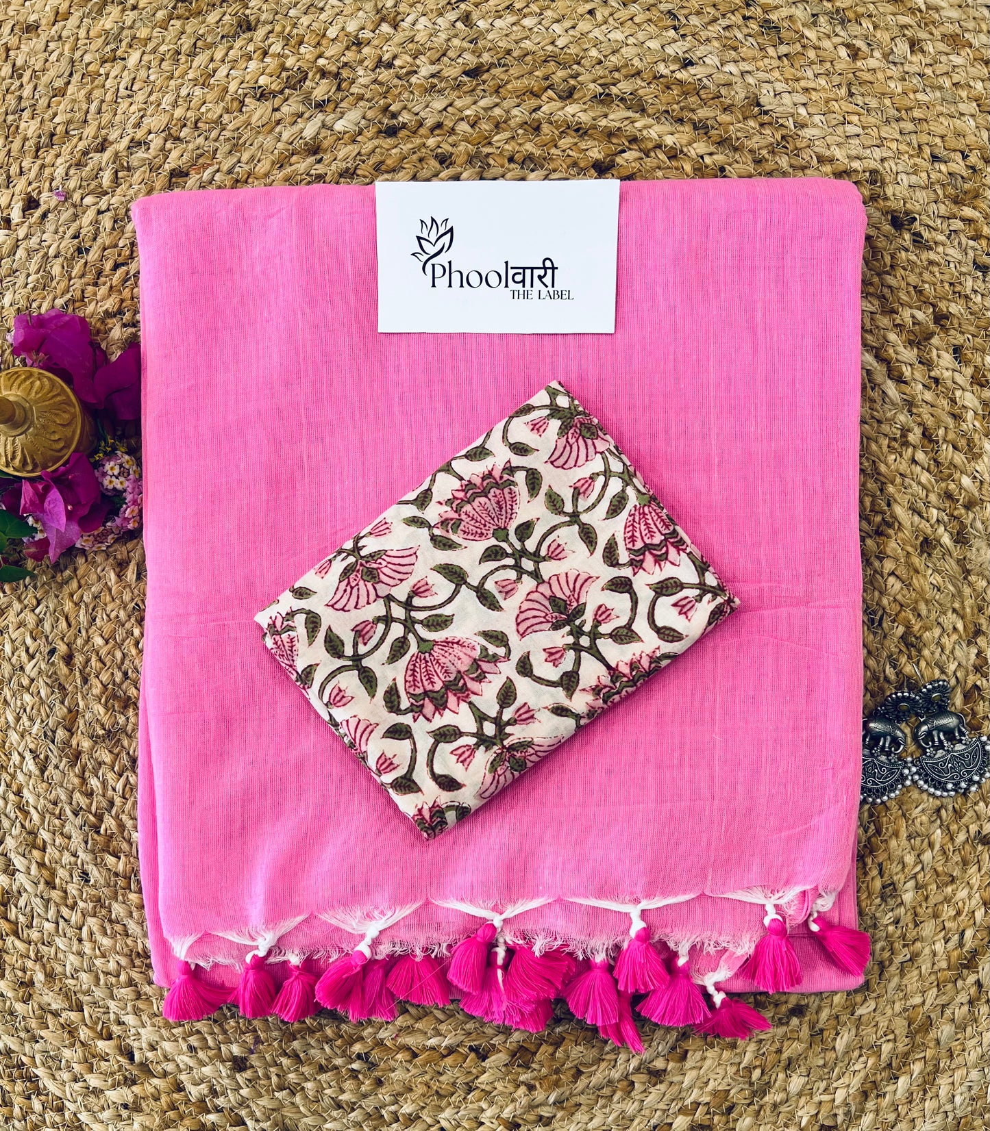 Phoolwari Pink Handloom Saree