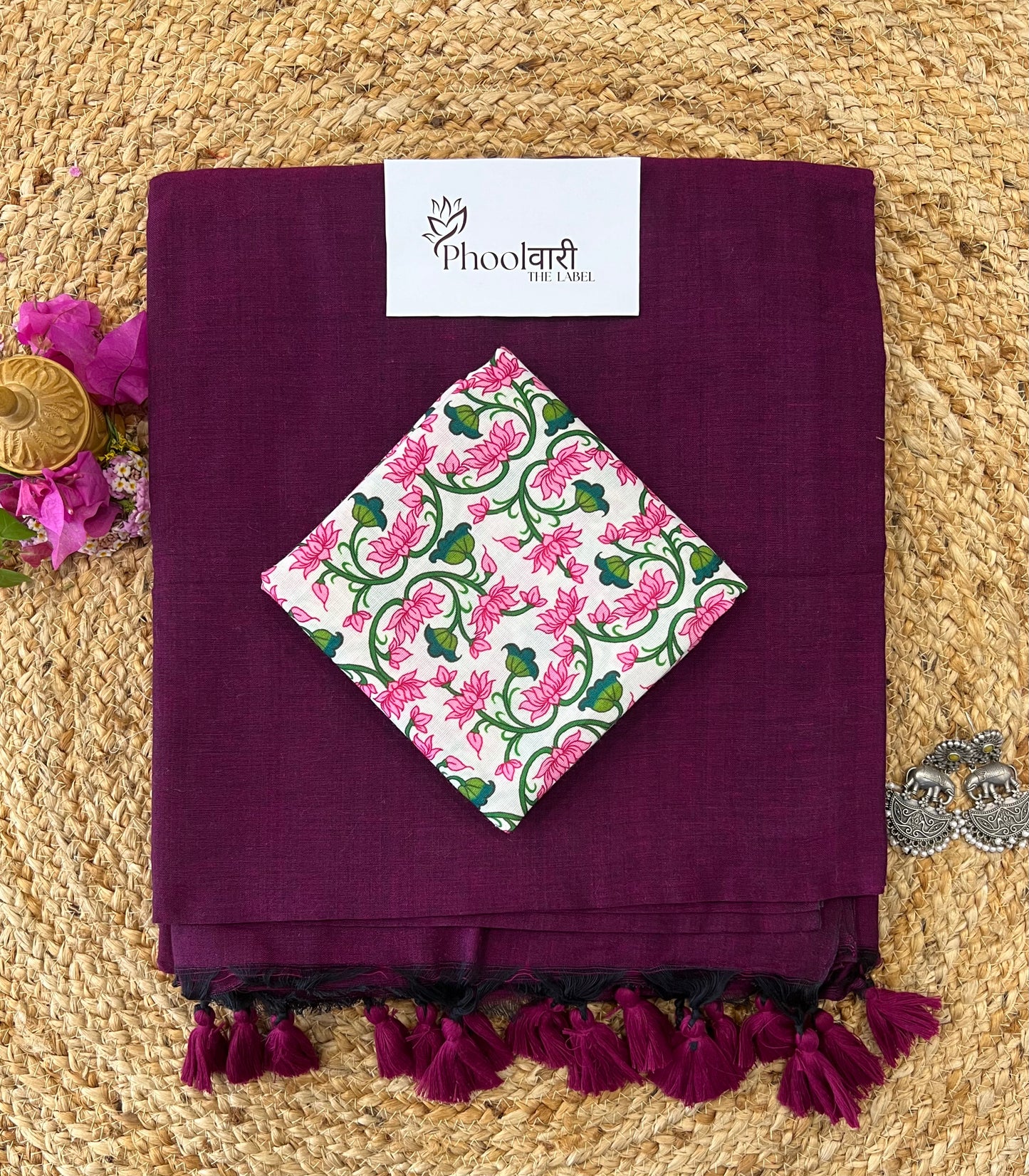 Phoolwari Magenta Handloom Saree