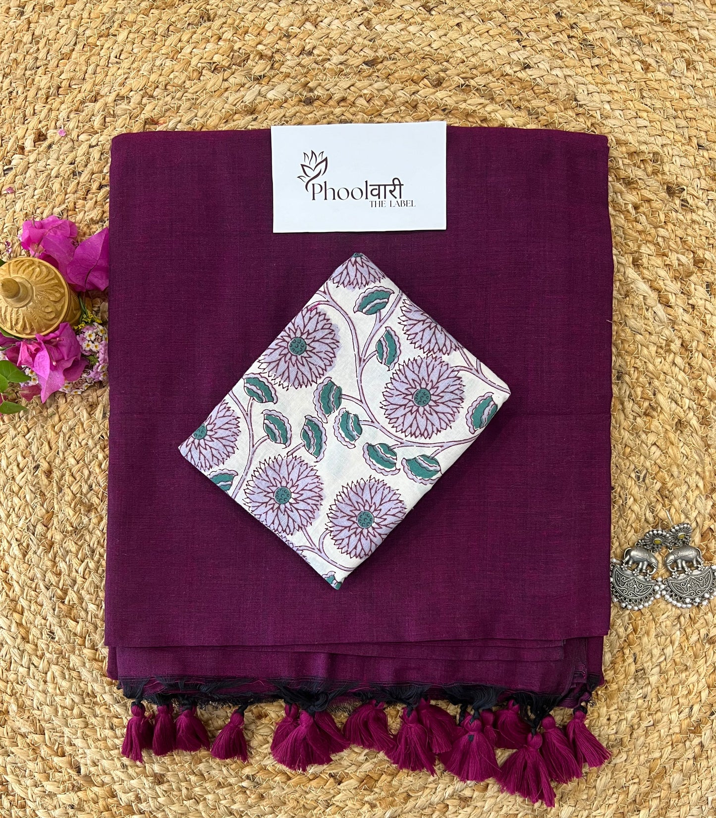 Phoolwari Magenta Handloom Saree