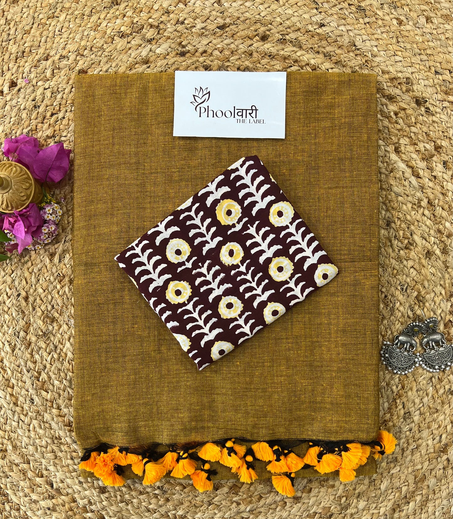 Phoolwari Mustard Handloom Saree