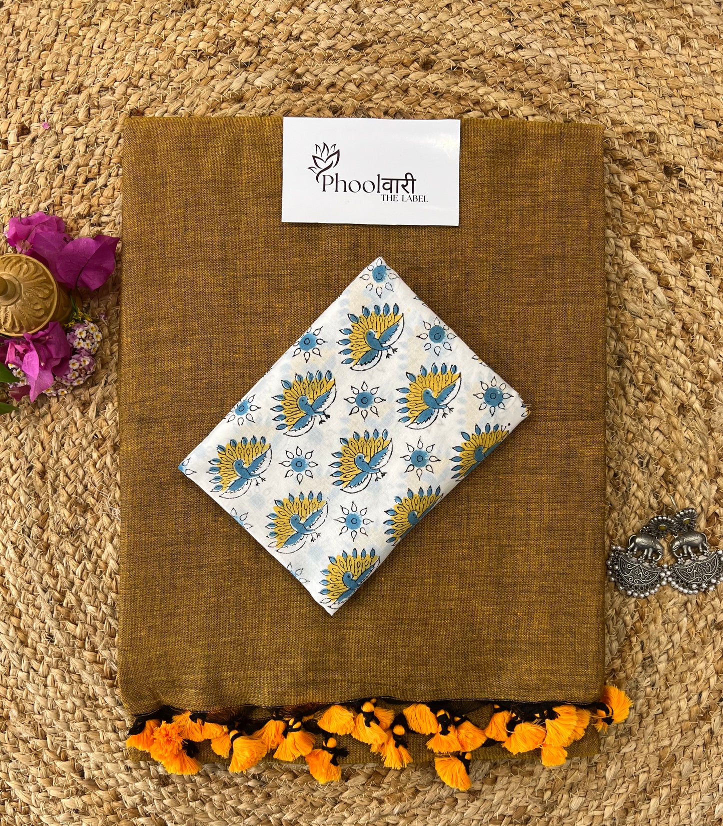 Phoolwari Mustard Handloom Saree