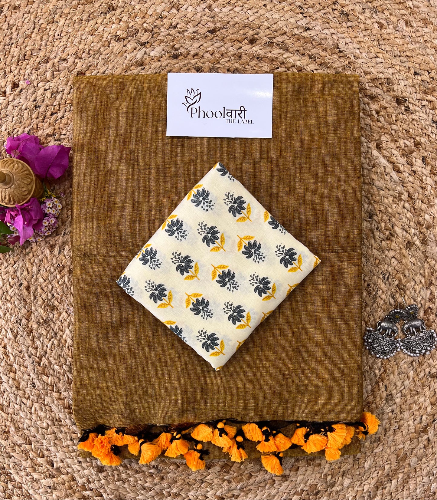 Phoolwari Mustard Handloom Saree