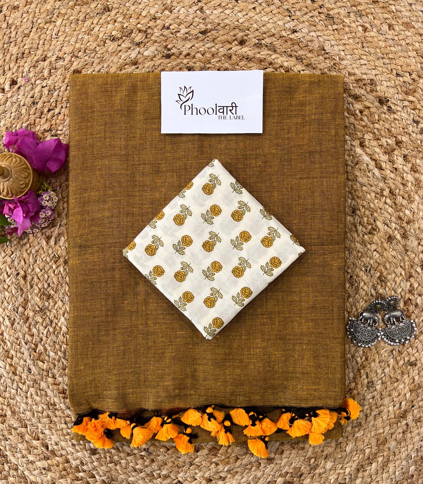 Phoolwari Mustard Handloom Saree