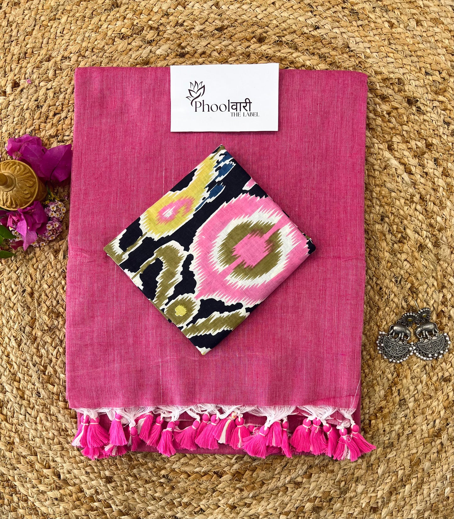 Phoolwari Rose Pink Handloom Saree