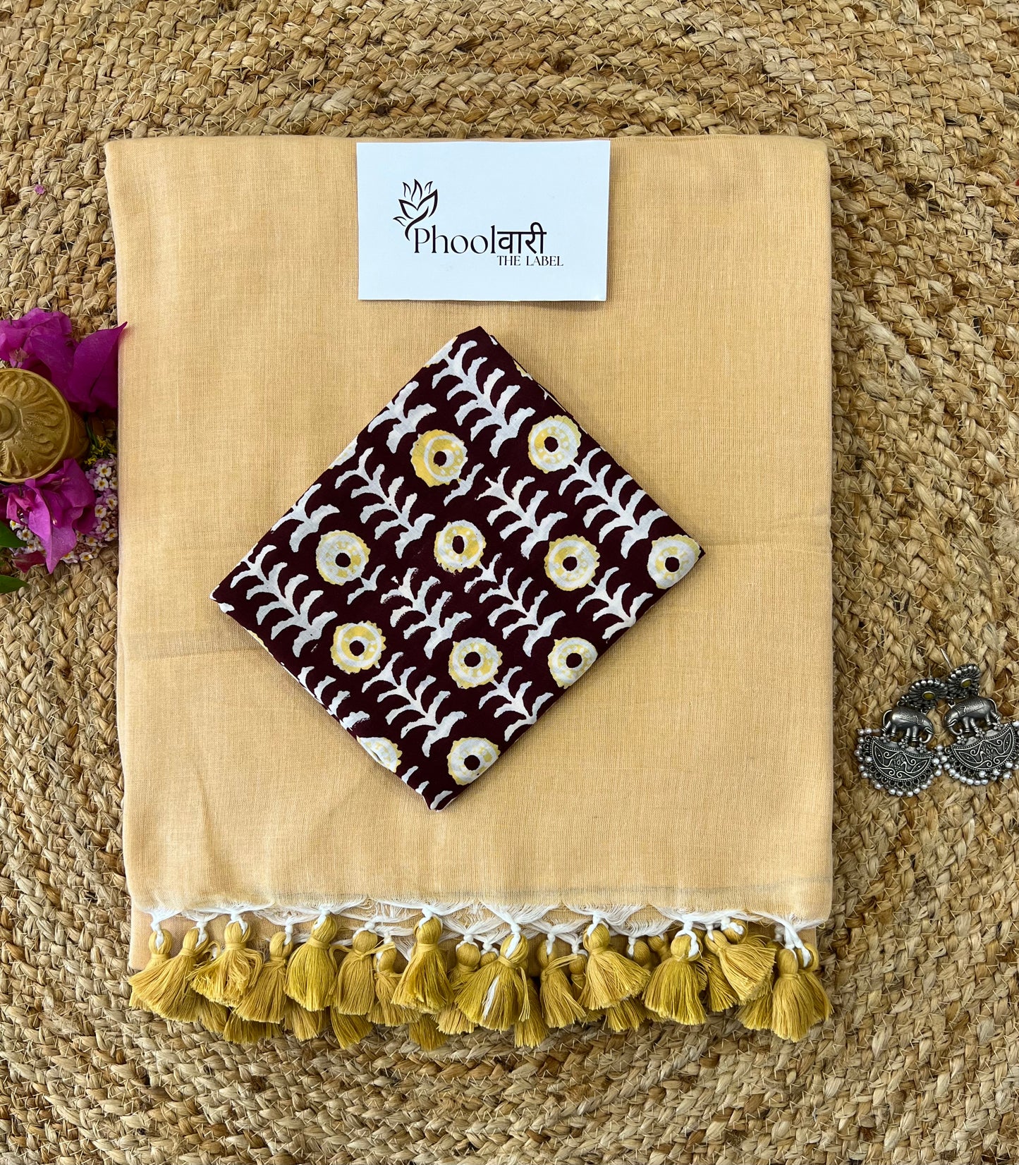 Phoolwari Fawn Handloom Saree