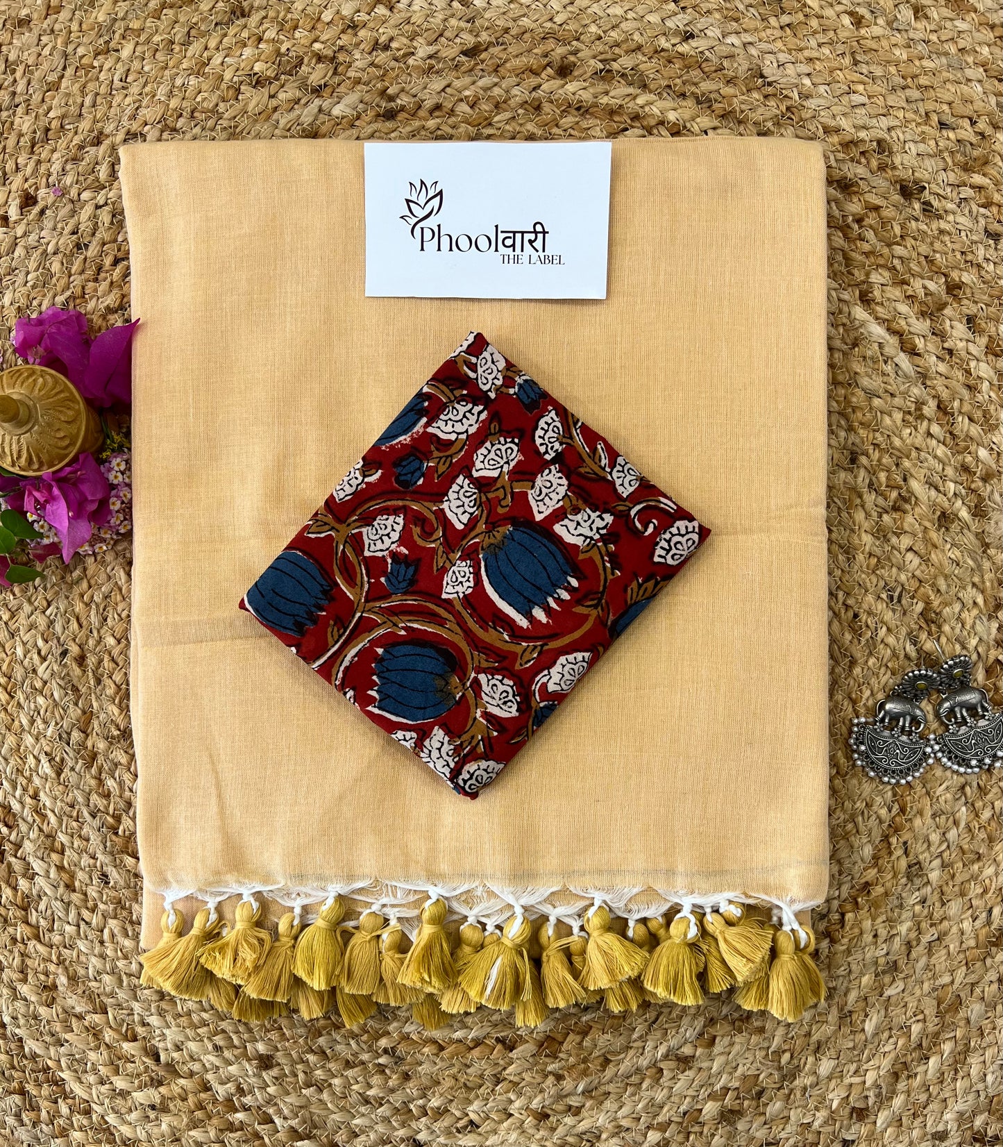 Phoolwari Fawn Handloom Saree