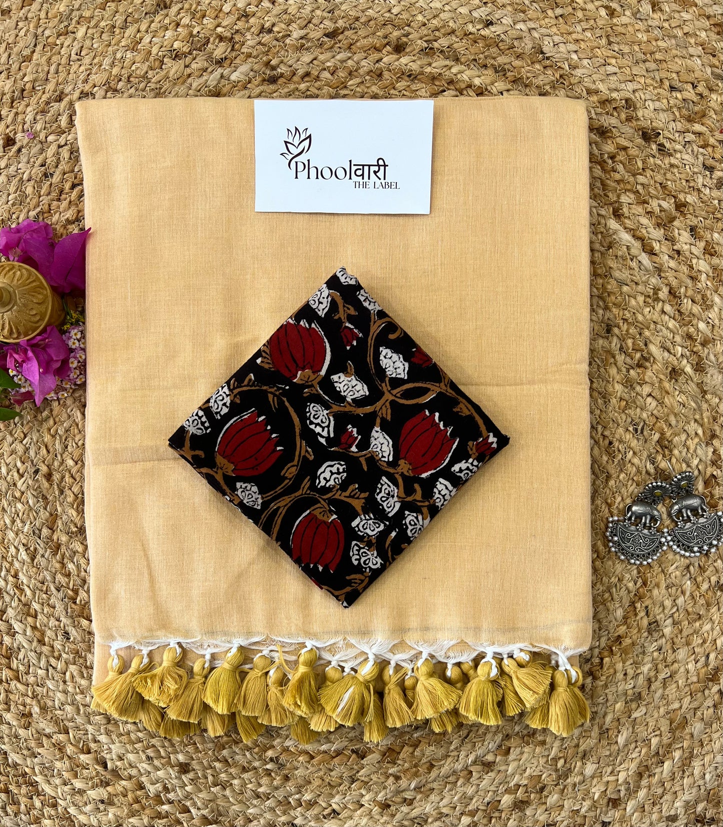 Phoolwari Fawn Handloom Saree