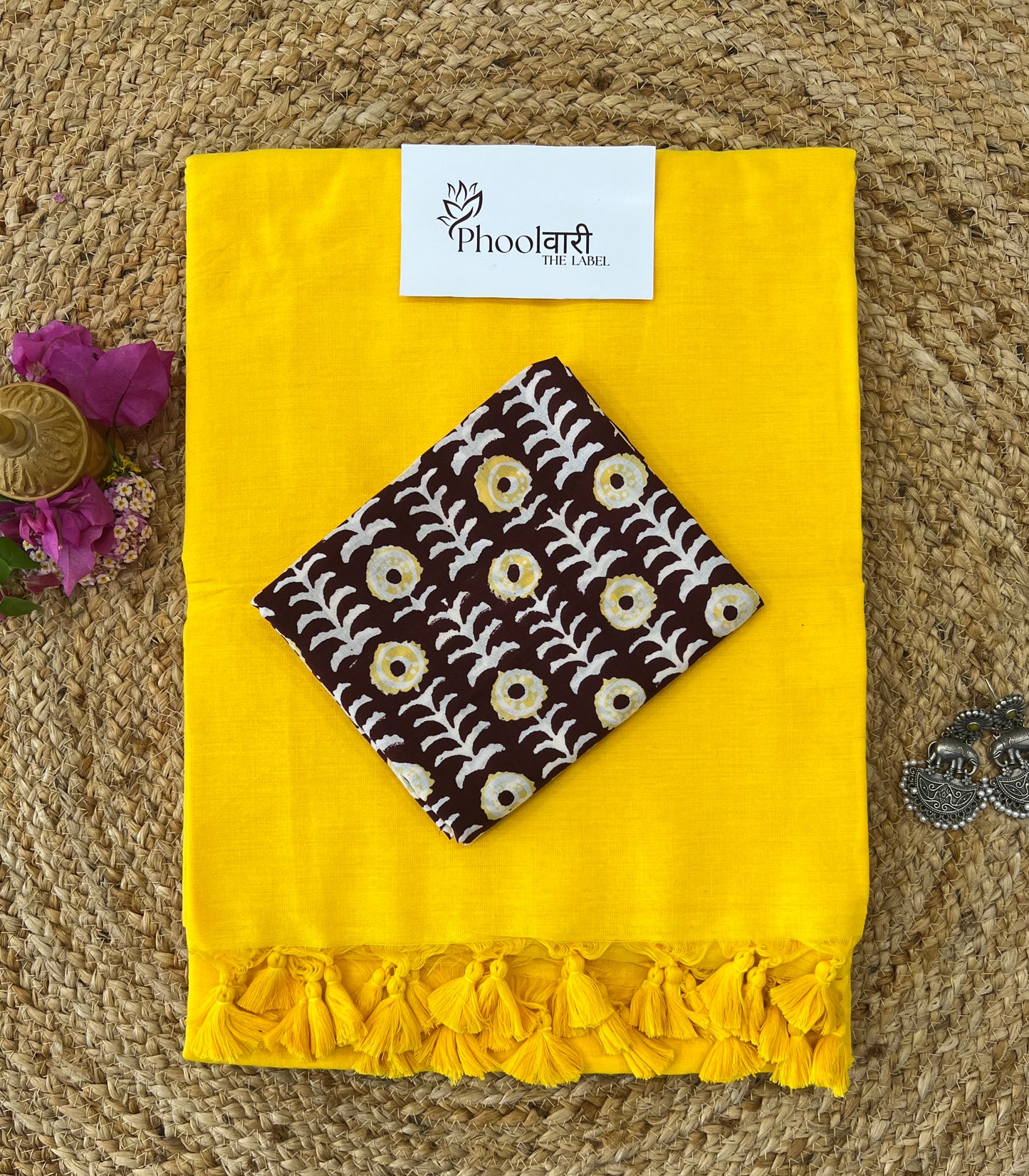 Phoolwari Yellow Handloom Saree