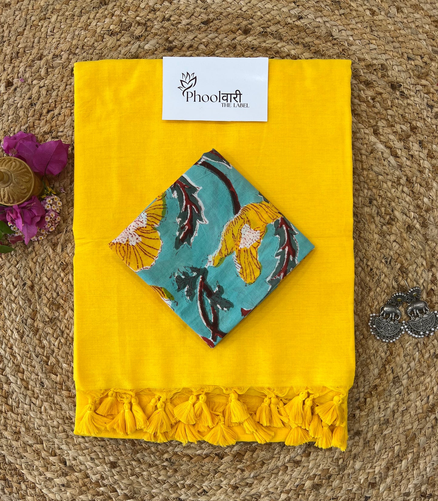 Phoolwari Yellow Handloom Saree