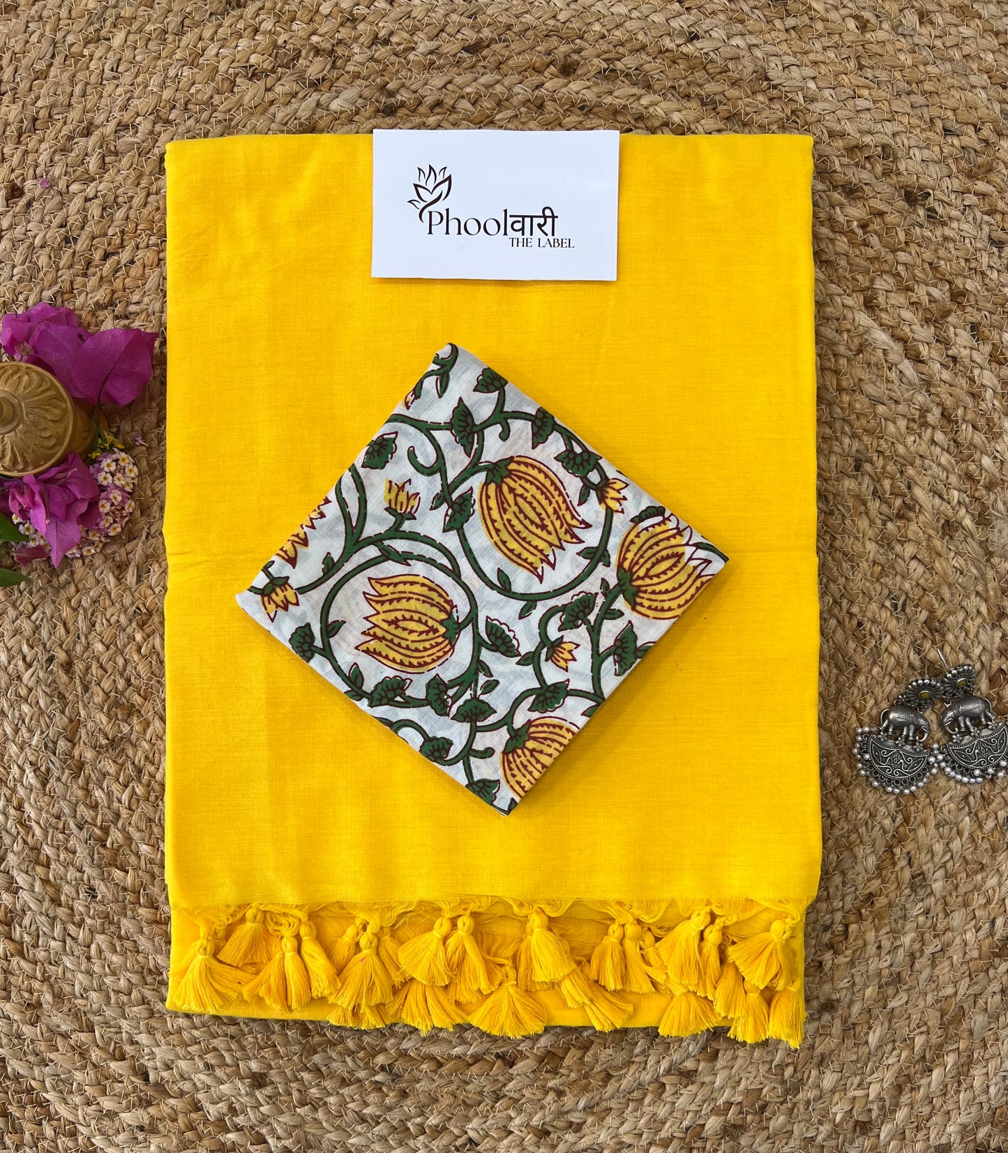 Phoolwari Yellow Handloom Saree