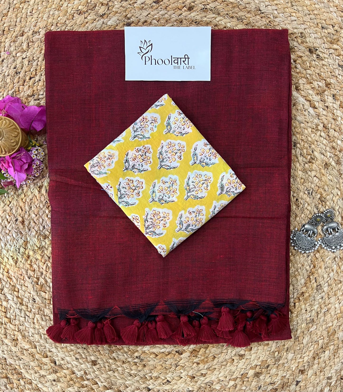 Phoolwari Dark Maroon Handloom Saree