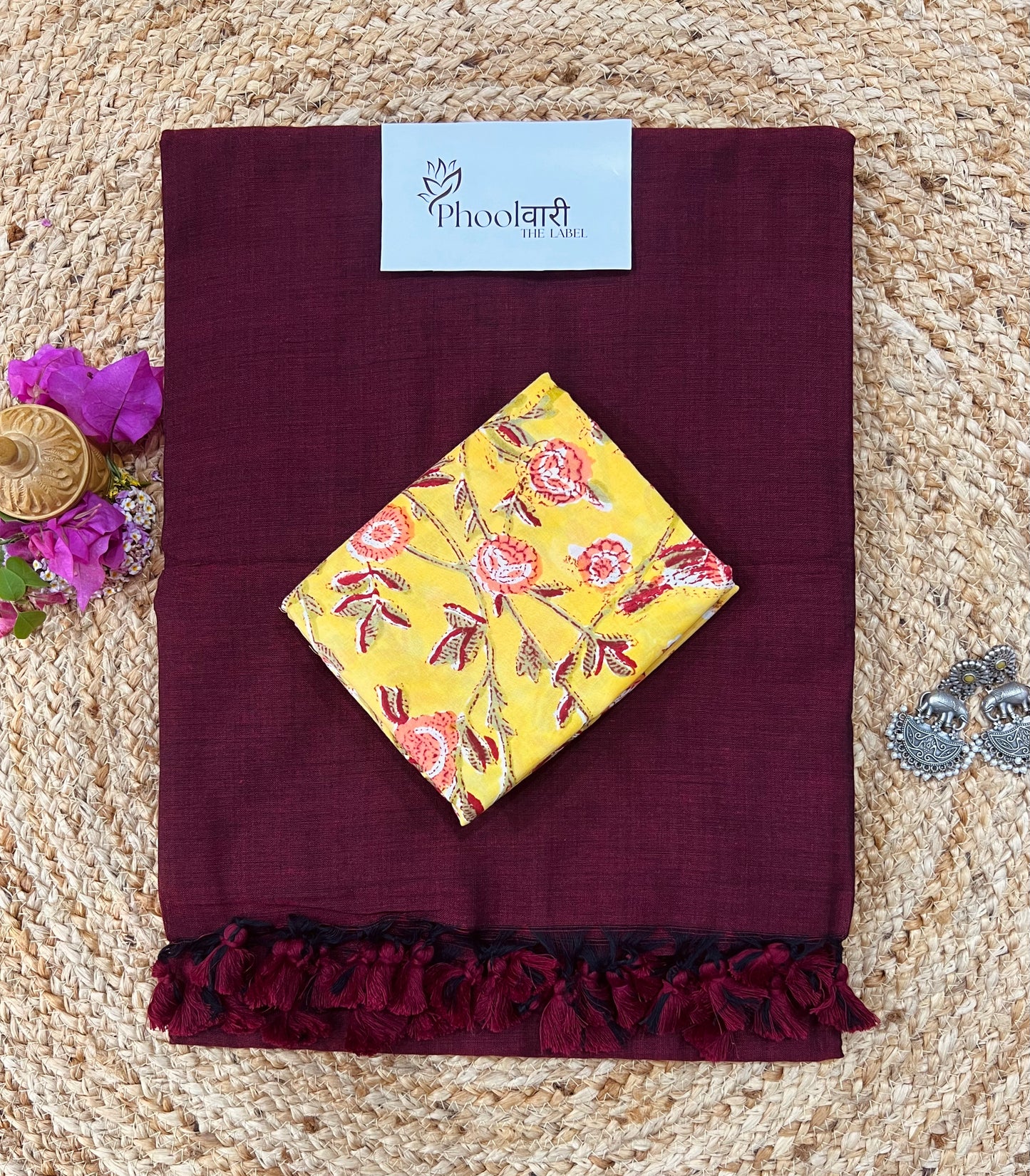 Phoolwari Light Maroon Handloom Saree