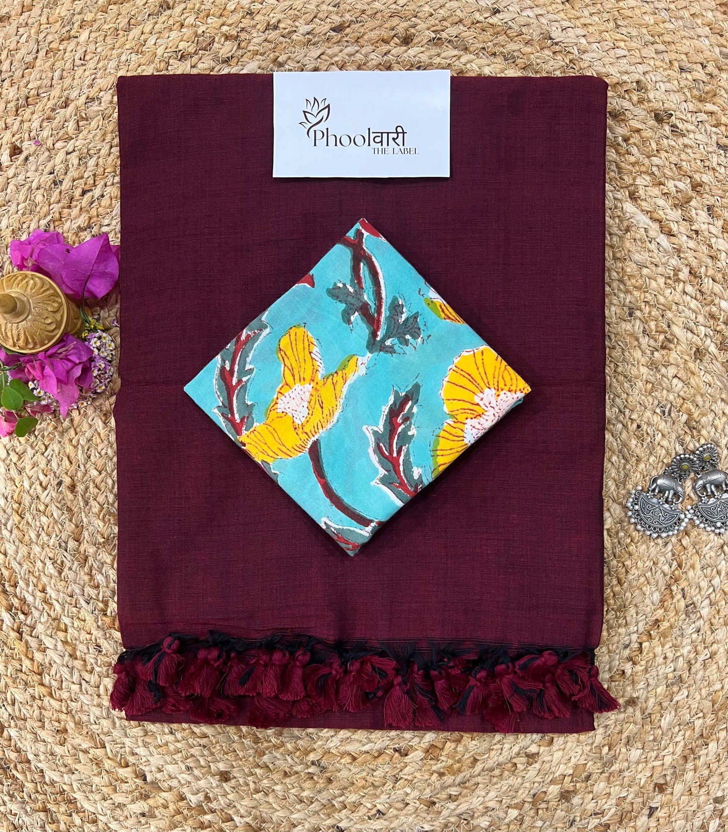 Phoolwari Dark Maroon Handloom Saree